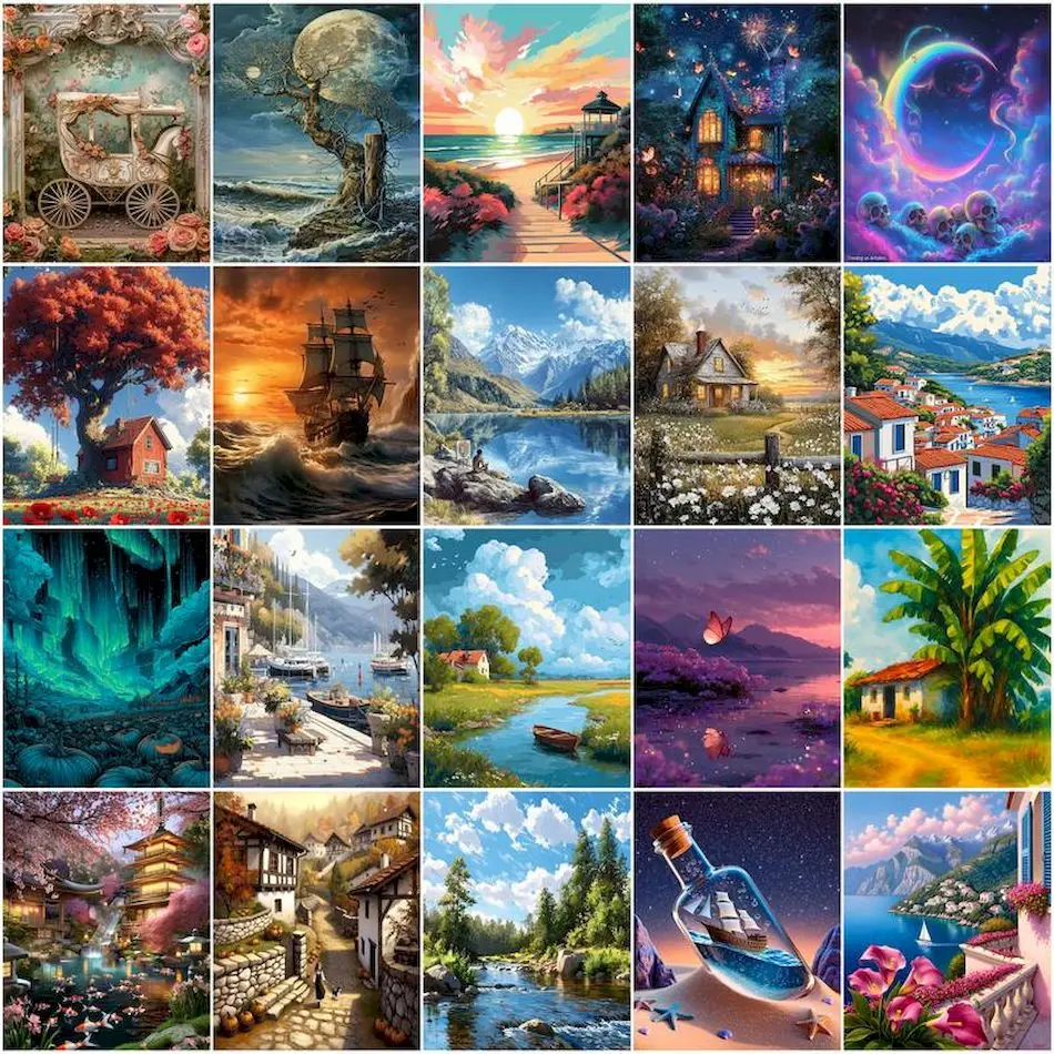 GATYZTORY Painting By Numbers On Canvas To Paint Handpainted Oil Painting Adult Coloring hobby Interior Landscape Painting Decor