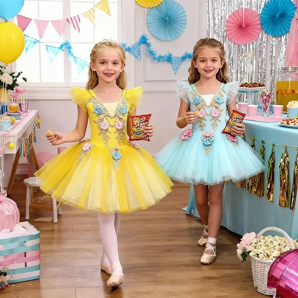 Mode Pailletten Kinderen Ballet Jurk Professionele Zwanenmeer Prestaties Kleding Bloemen Feestjurk Prinses Jurk Kinderen Meisjes