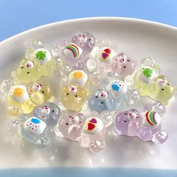 10PCS New transparent glow-in-the-dark bear handmade DIY cream gel hair ornaments mobile phone case water cup hole shoe buckle