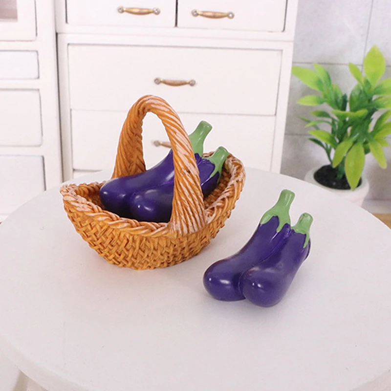 3 pçs/set casa de bonecas simulação vegetal cesta portátil modelo mini legumes decoração para 1/12 casa bonecas cozinha jogar brinquedos