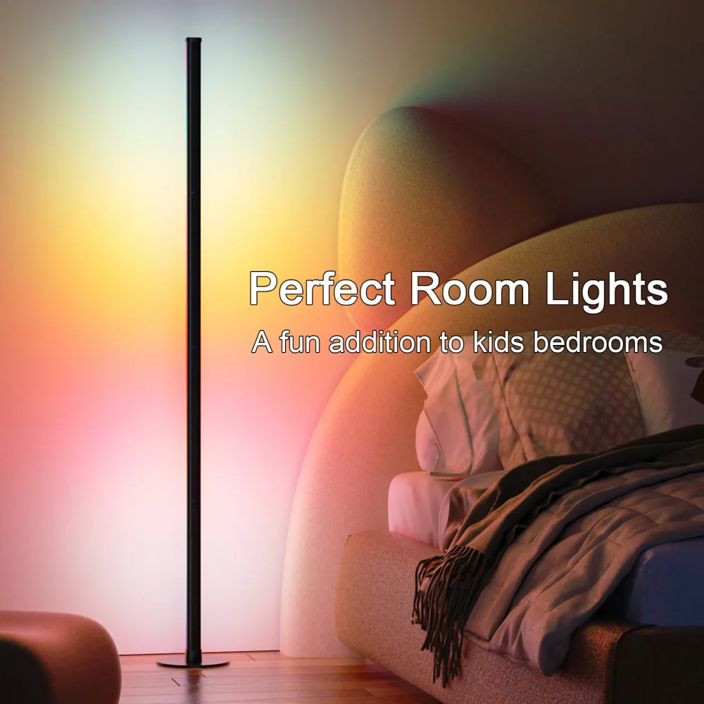 LED Floor Lamp Smart RGBIC APP BT Remote Control Modern Corner Floor Light Atmospheric Standing Stand Light Home Decoration