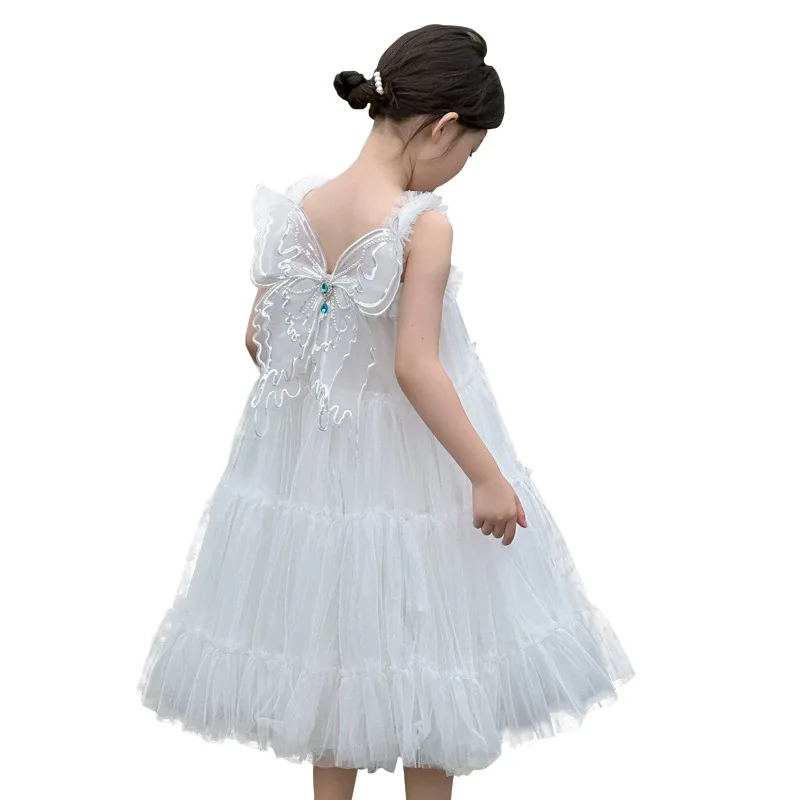 Girl's Dress 2024 New Summer Girl Sweet Princess Butterfly Dress Baby Mesh Dress Birthday Party Clothes Love Live Cosplay