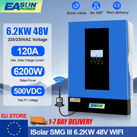 EA 6.2KW 48V Hybrid Solar Inverter 230VAC PV Input 6500W 500VDC Build in MPPT 120A Solar Charger with WIFI BMS Off Grid Inverter