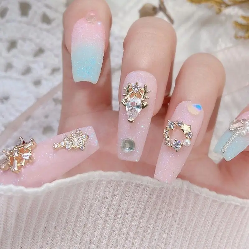 L8RD 3D เล็บ Art Rhinestones คริสต์มาสตกแต่งเล็บเครื่องประดับเล็บสำหรับเล็บ