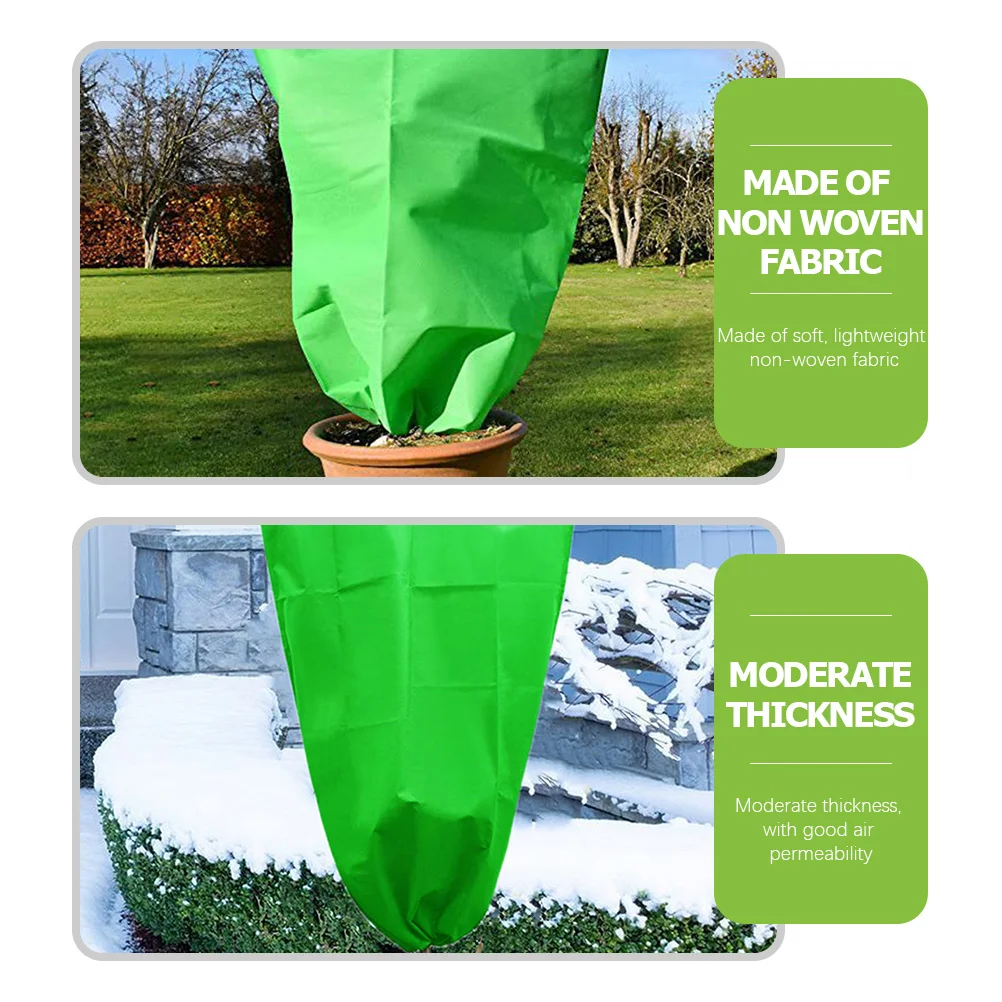 

3Pcs Garden Plant Protective Covers Non-Woven Frostproof Durable Drawstring Bags Outdoor Winter Protection Plant Protection Bag