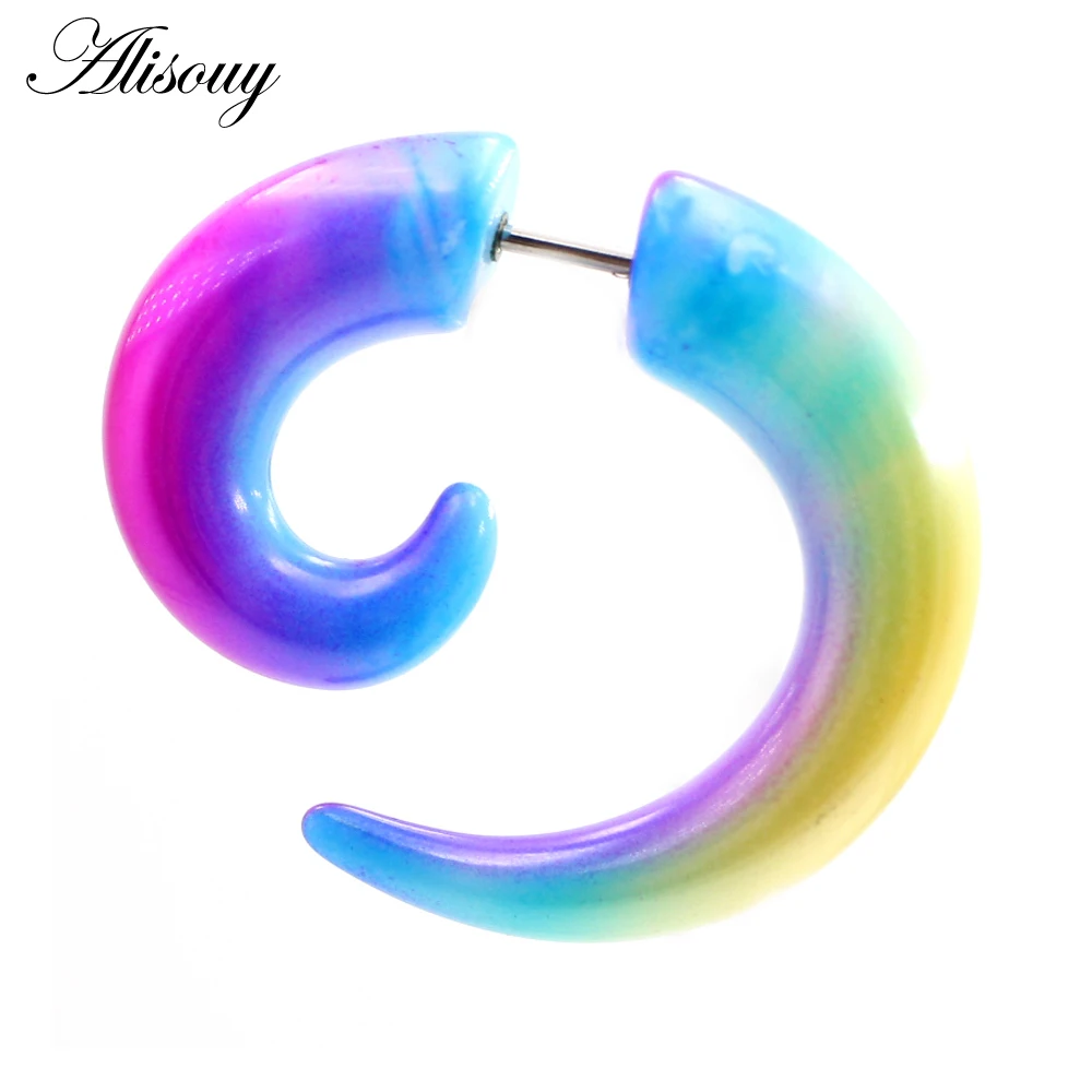 Alisouy 2PCS Black Acrylic Fake Cheater Spiral Ear Tunnel Plugs Taper Stretcher Expander Gauge Earring Piercing Body Jewelry