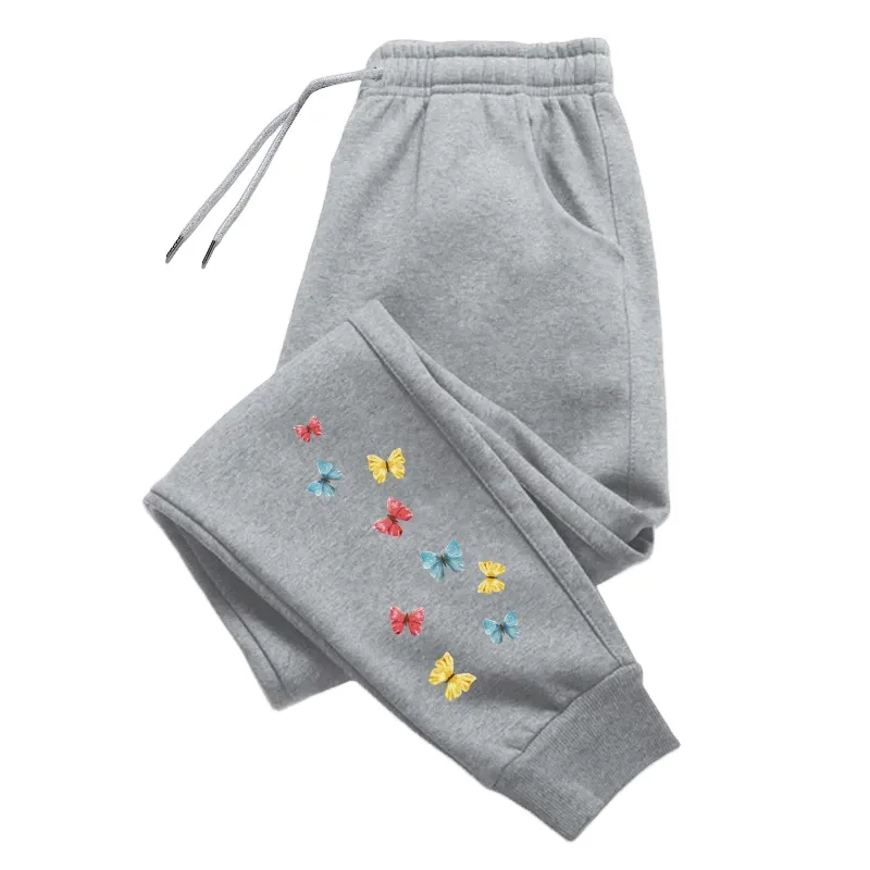 Bonito borboleta impressão sweatpants mulher quatro temporada diário casual desportivo jogger calças casa conforto ao ar livre respirável calças quentes