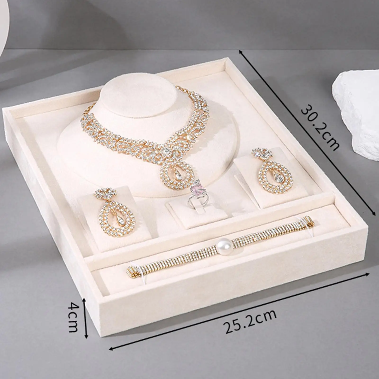 Jewelry Organizer Tray for Necklace Rings Bracelet Earrings for Presentation Gray