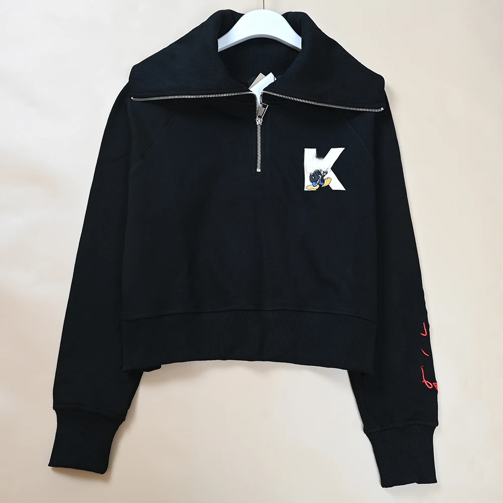 Autumn Winter Ladies' Embroidered Cartoon Pattern Sweatirt Collared Outerwear Hoodie Comfortable Loose Fit Long Sve or...