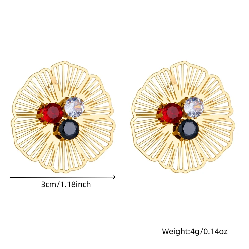 DIEYURO 316L Stainless Steel Hollow Flower Inlaid With Zircon Earrings Womens Fashion New Current Ear Jewelry Lady Gift Party