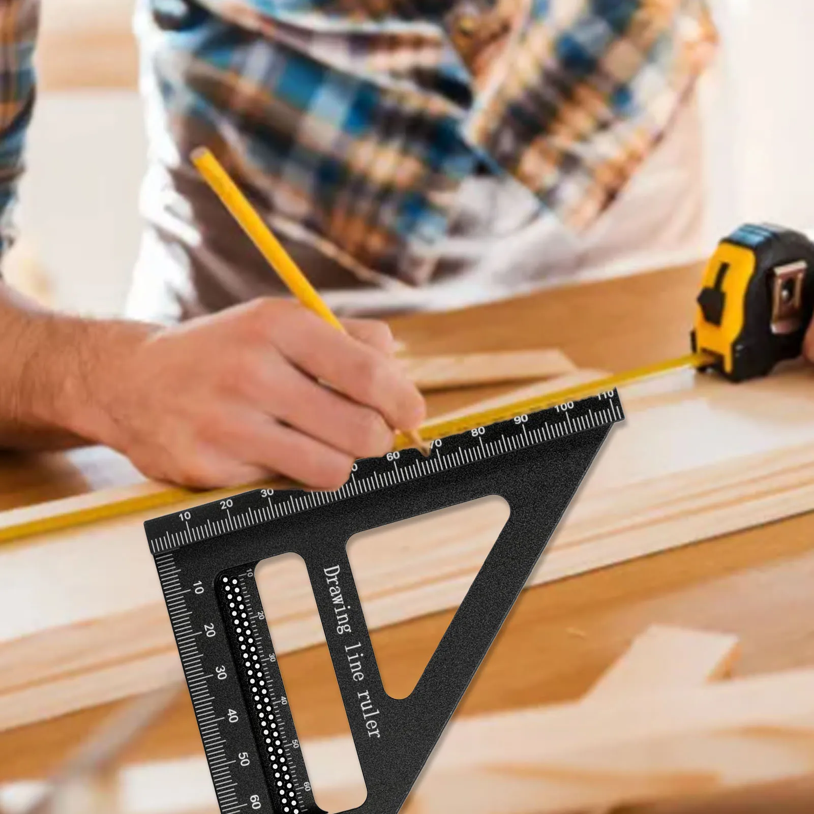 Regla de medición multiángulo 3D, aleación de aluminio, transportador cuadrado de carpintería de 45/90 grados, inglete negro para proyectos de precisión