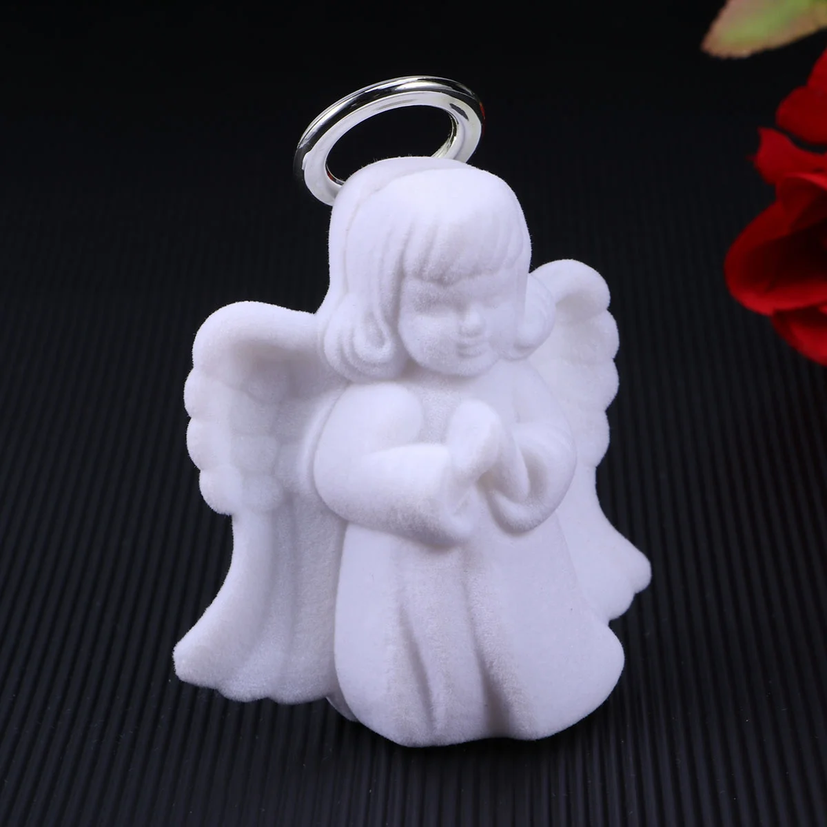 

1pc Angel Jewelry Box Jewelry Rings Necklace Display Flocking Case Jewelry Packaging Gift Box (White)