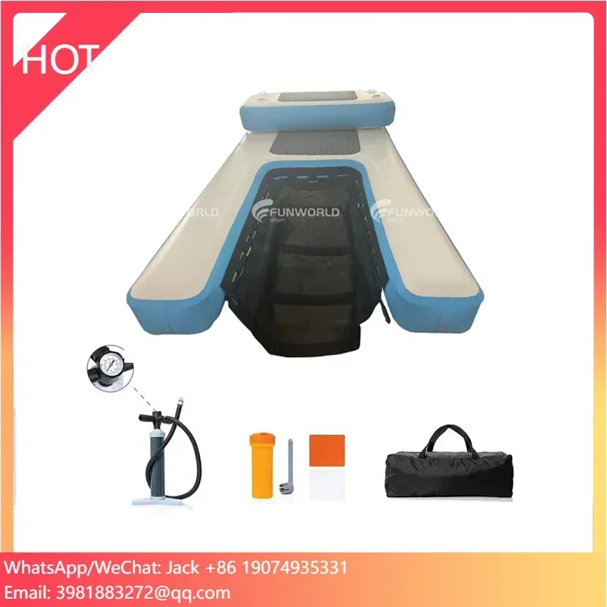 Non-slip Eva Platform Inflatable Water Ramp Dog Pool Inflatable Pup Plank Dog Docks Dog Ladder For Dock