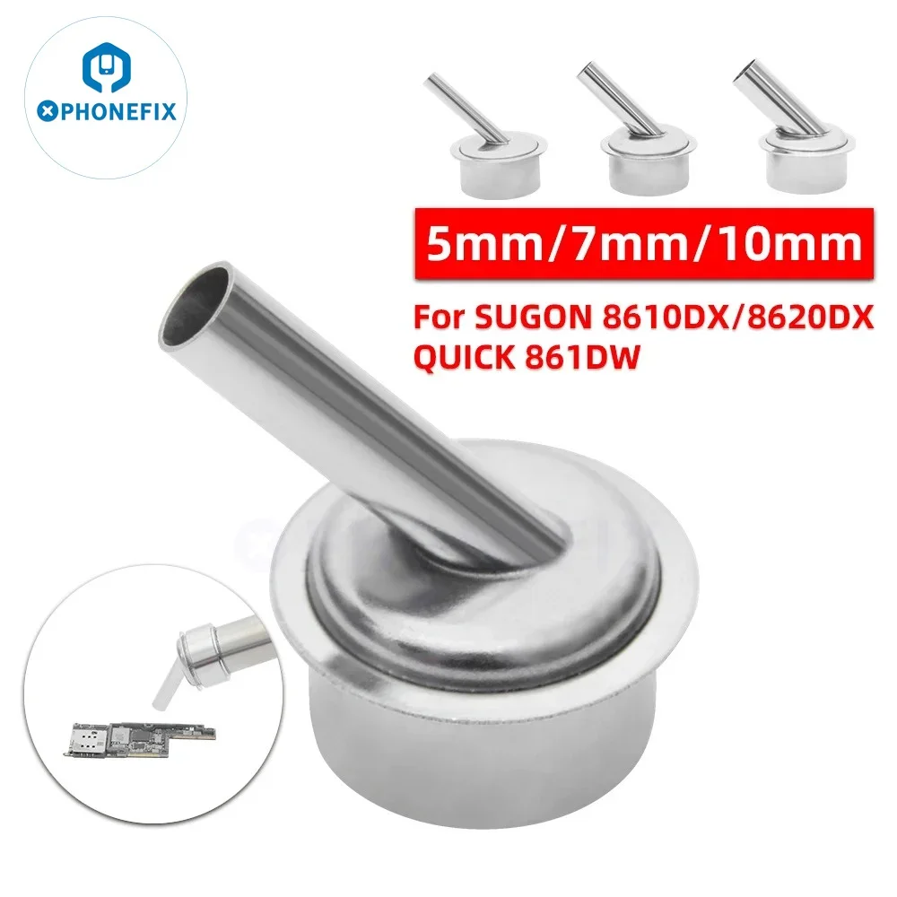 SUGON 45-stopniowa dysza zakrzywiona 7 mm/10 mm z wygiętym kątem do stacji lutowniczej SUGON 8610DX / 8620DX QUICK 861DW na gorące powietrze