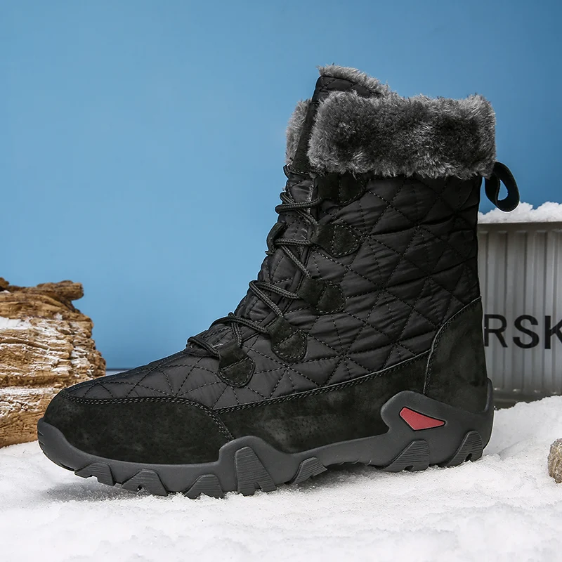 

Winter popular snow boots, super warm men's hiking boots, high-quality waterproof leather boots, outdoor motorcycle boots