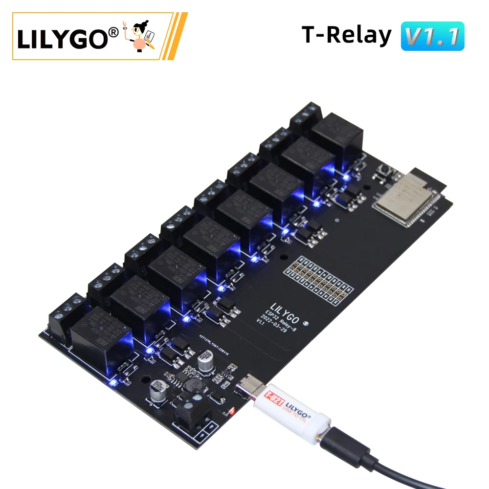 LILYGO® T-Relay 5V 8 Channel Relay Module ESP32 Wireless Development Board WIFI Bluetooth With Optocoupler Isolation For Arduino