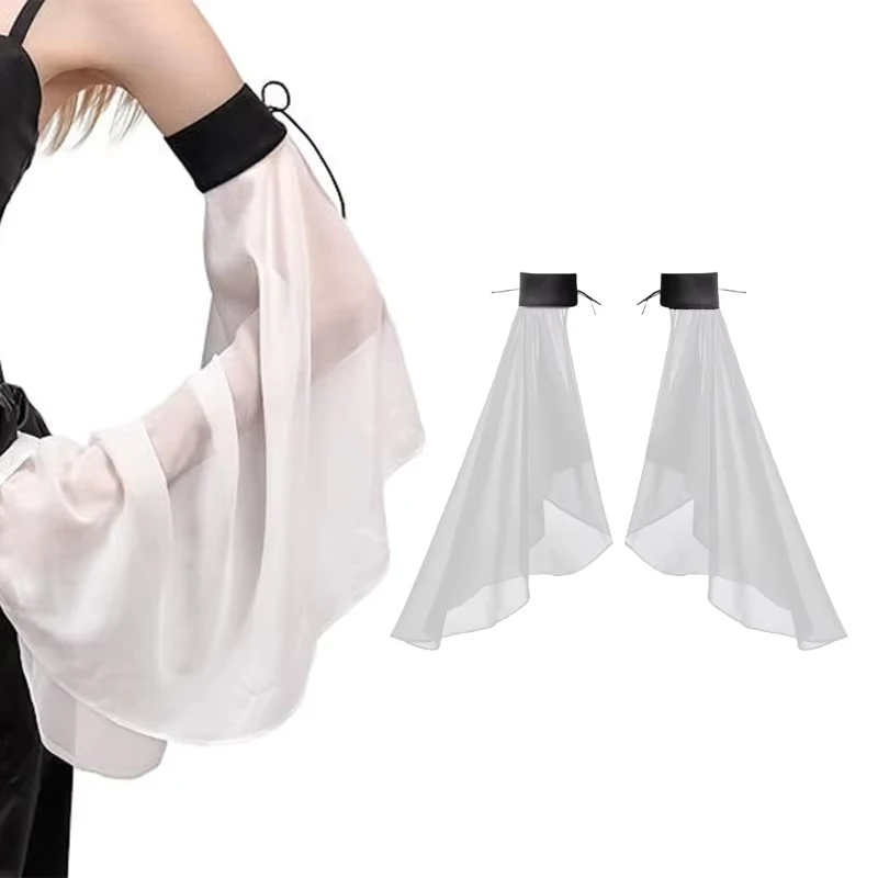 

1 Pair Simple Decorative Tulle Sheer Arm Warmers For Wedding Or Daily Wear Accessories Women Sunscreen Long Detachable Sleeves