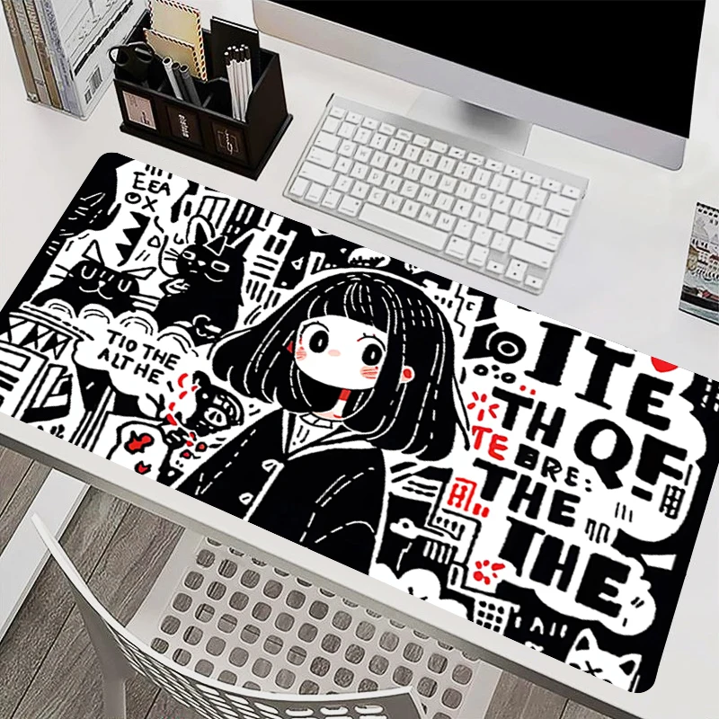 Gaming Extended Mouse Pad Locked Edge Gamer Computer Desk Mat Non-Slip XXL Keyboard Pad HD Print Anime Trendy Graffiti Mousepad
