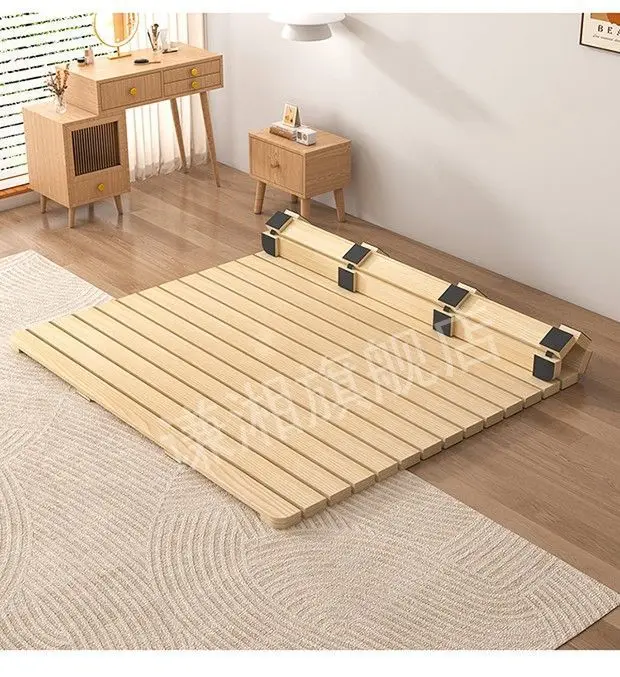 

Foldable pine bed shelf Solid wood bed frame Bed board Tatami row skeleton Breathable moisture-proof mattress Floor shop Supply
