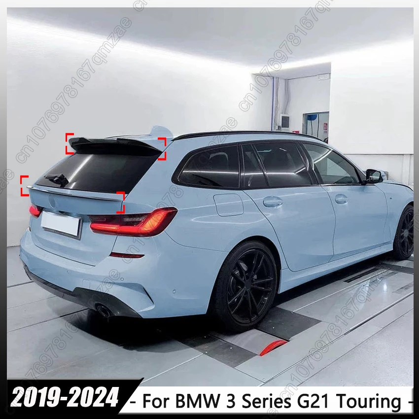 Glänzend schwarzer Dachspoiler im Maxton-Stil für BMW 3er G21 Wagon Touring 325i 330i M3 2019–2024 Heckspoilerkappen Bodykits