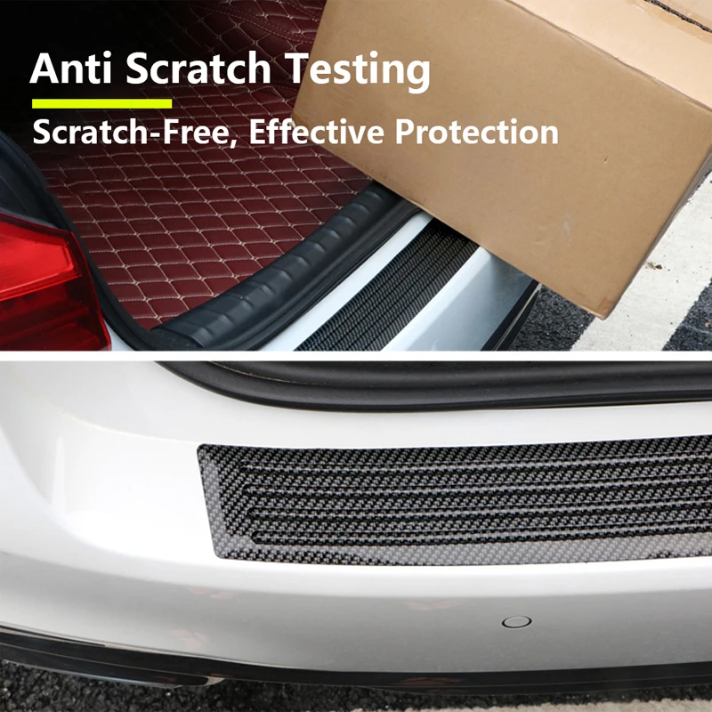 SEAMETAL Protector de alféizar de maletero de coche, PVC, antiarañazos, Protector de parachoques trasero, antipatadas, fibra de carbono, tira de moldura de estilo de coche
