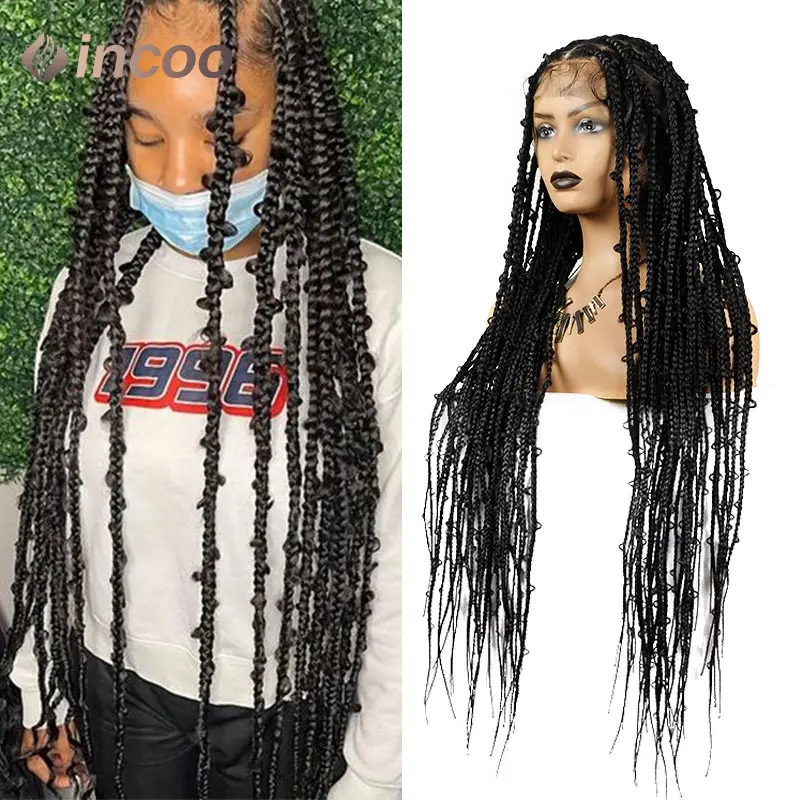 

36 Inch Jungle Braided Wigs Synthetic Butterfly Braiding Wig Full Lace Wigs Box Goddess Cornrow Locs Wig Lace Front Braids Wig