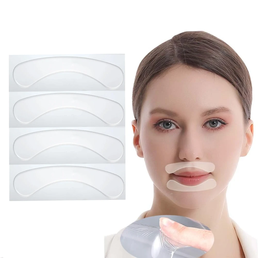 Anti-Falten-Pflaster für die Lippen, 8 Stück, Silikon-Pflaster für Lächeln, Linien, Falten-Reparatur-Entferner-Pflaster für die Hautpflege im Gesicht über Nacht