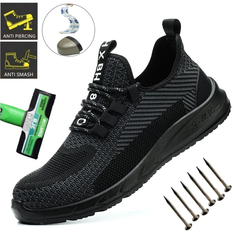 

Non-Slip PU Solid Bottom Safety Shoes - Anti-Slip Work Boots for Construction, Industrial Use With Durable Grip for Men