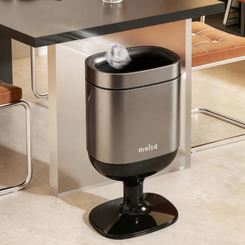 Large Capacity Trash Can Metal Household Large Diameter Wastebasket Minimalist Rectangular Garbage Bin Food Waste Disposal Box
