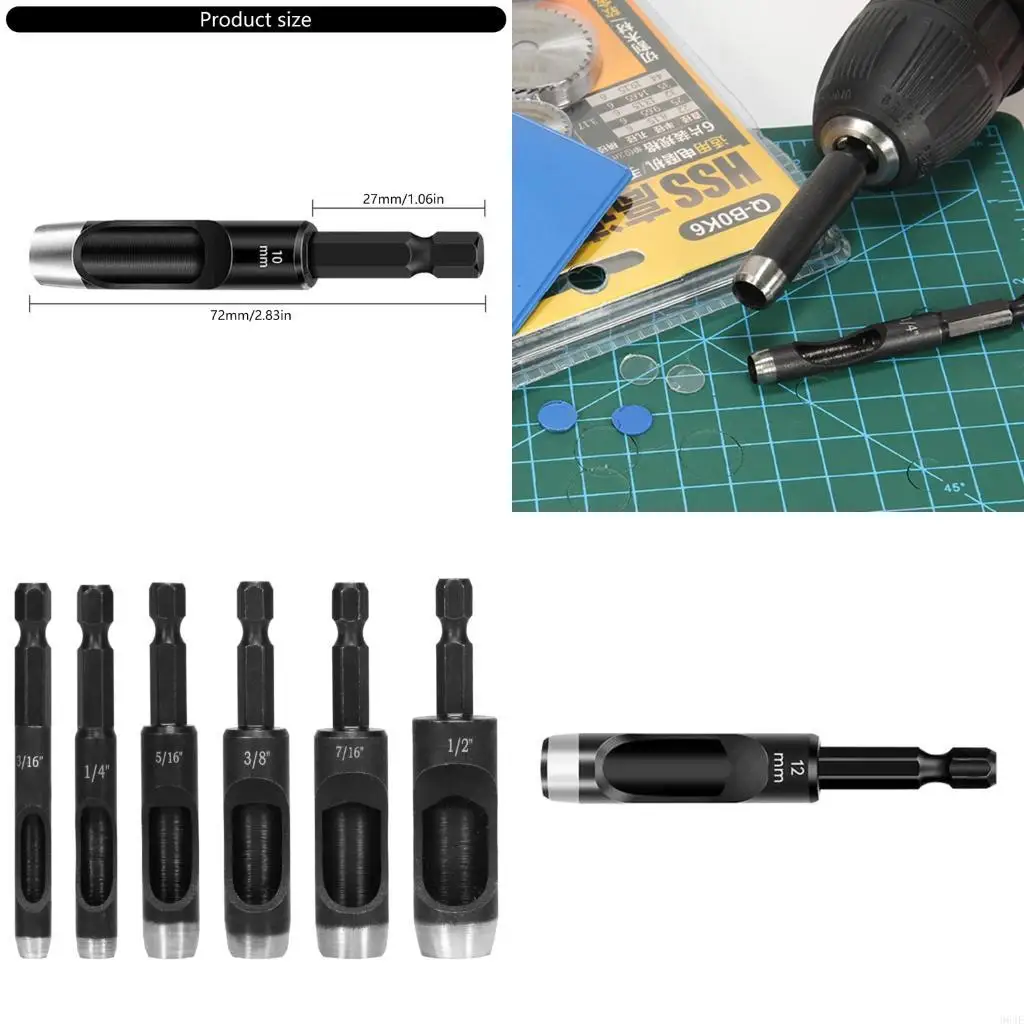 

964e кожаный отверстие для удара шестнадцатеричная адаптер Электрическая машина Полая пунша 3-25 мм для буровой картонной ремень