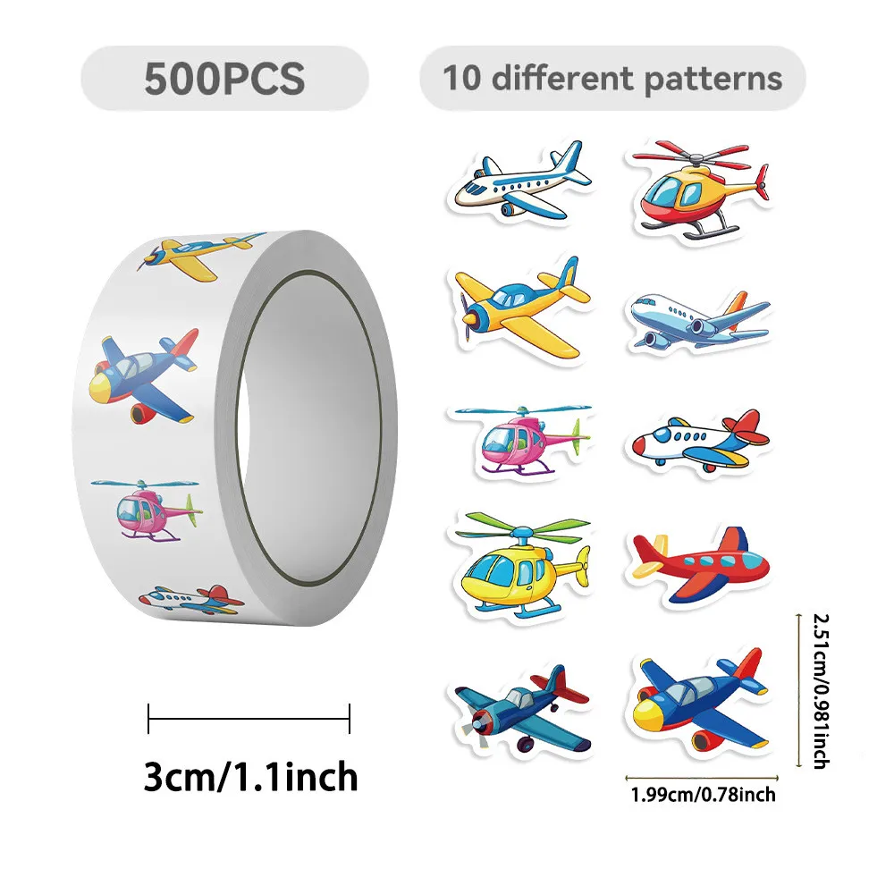 Waterproof Cartoon Plane Roll Stickers (500 Pcs/Roll) PVC Decor for Kids’ DIY Projects Phone Cases Backpacks  AnimeWorlds Store