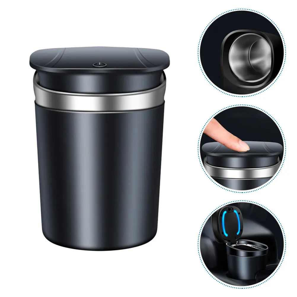 

Car Ashtray LED Stainless Steel Container Lid Light for Vehicle Cigarette Holder Easy Clean Stylish Ash Tray Airtight Design