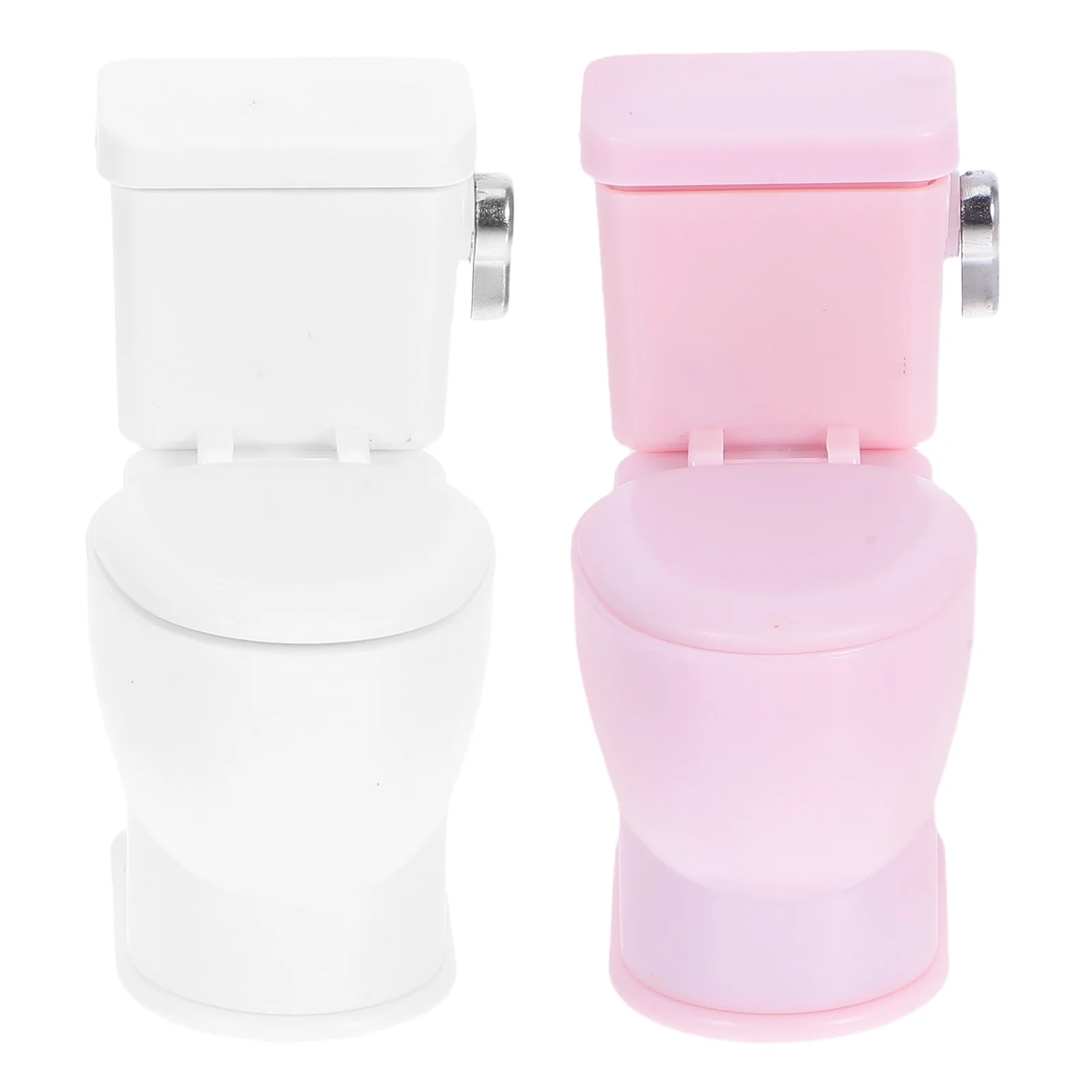 2Pcs Dollhouse Bathroom Accessories Miniature Toilet Set for Tiny House Furniture Realistic Design Kids Role Playing Learning
