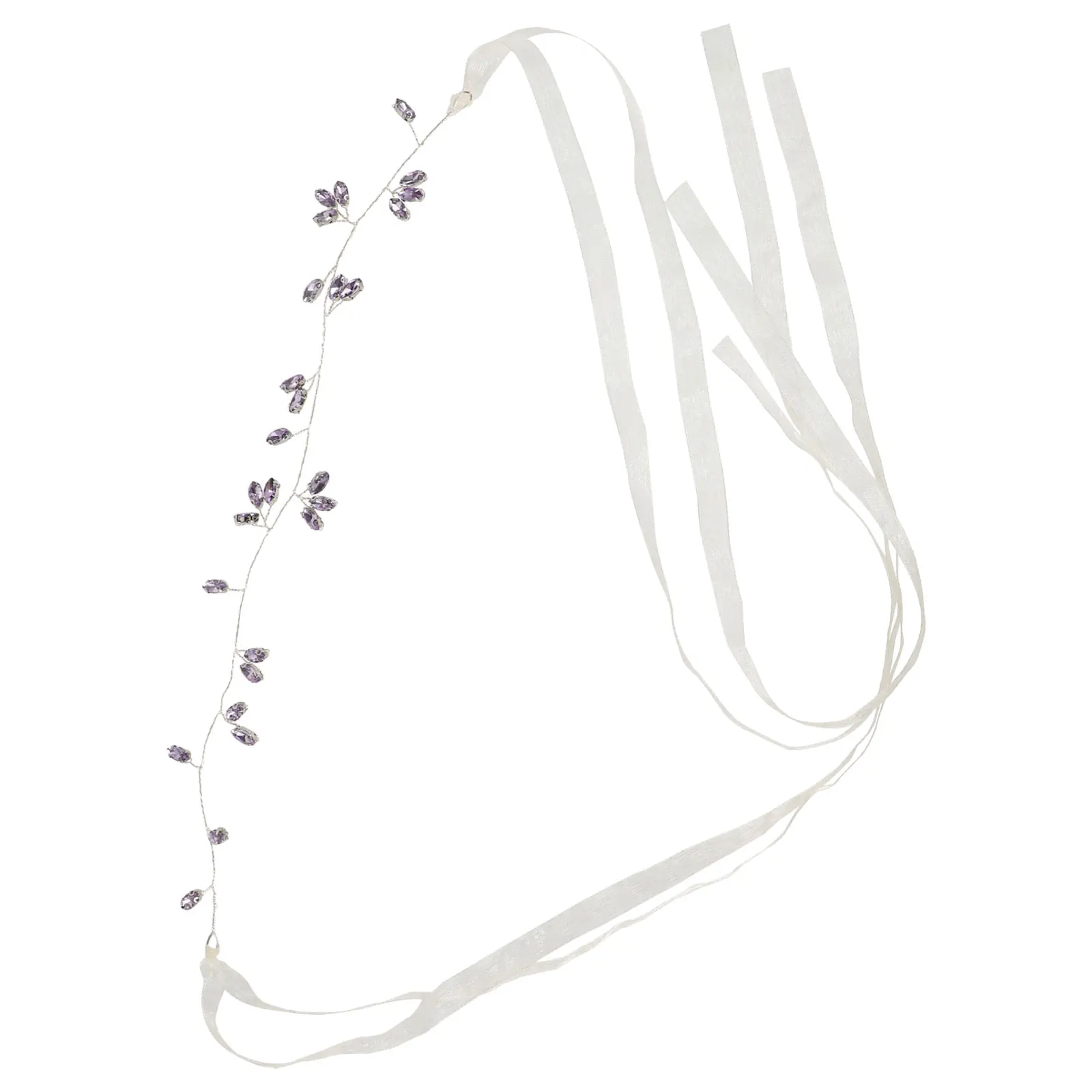 

Rhinestone Hair Vine Bridal Headpieces Purple Wedding Accessories Brides Goddess Ribbons Elegant Hair Jewelry Women Prom Party