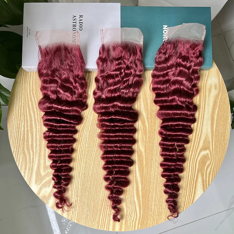 # 99J لون موجة عميقة 4x6 الدانتيل الشفاف إغلاق 100% شعر الإنسان تذوب الجلد قبل قطعها غير مرئية الدانتيل الشعر الخام الدانتيل السويسري #2