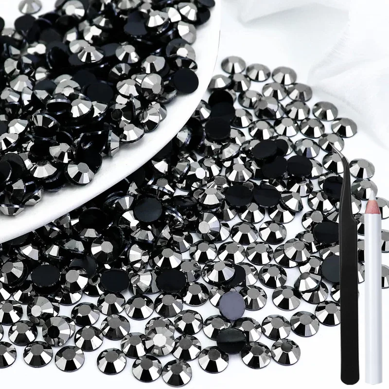 5000/10000PCS Black Grey Flatback Resin Jelly Rhinestones 2-6mm Drill Faux Gems Bead for Crafts DIY Nail Art Charms Supplies