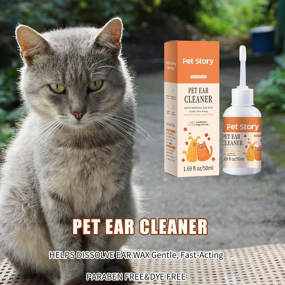 

1 Pc 50ml Pet Ear Drops Cats & Dogs Remove Ear Mites Inhibit Bacteria Clean Ears