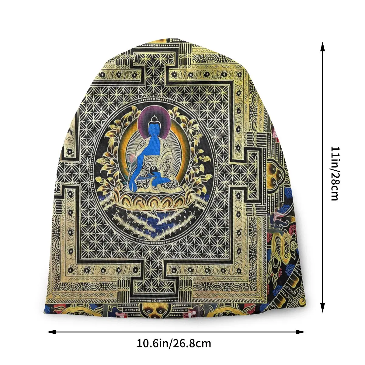 Topi kupluk Buddha tuhan olahraga, topi beanie tipis mawar emas ththangka Mandala Bonnet khusus