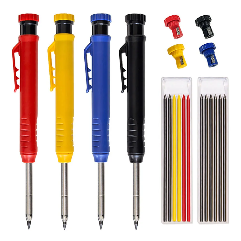 Solid Carpenter Pencil Set Woodworking Tools Mechanical Pencil Pencil Sharpener Construction Job Tools Carpentry Marking Scriber