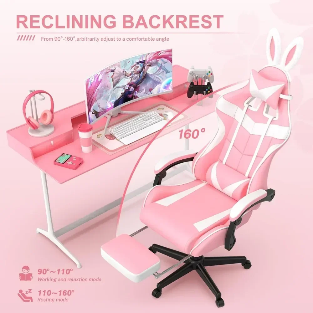 Poltrona de computador namorada cadeira de jogos de computador rosa cadeira de jogos com apoio para os pés irmã esposa e amor (rosa) mesa gamer escritório