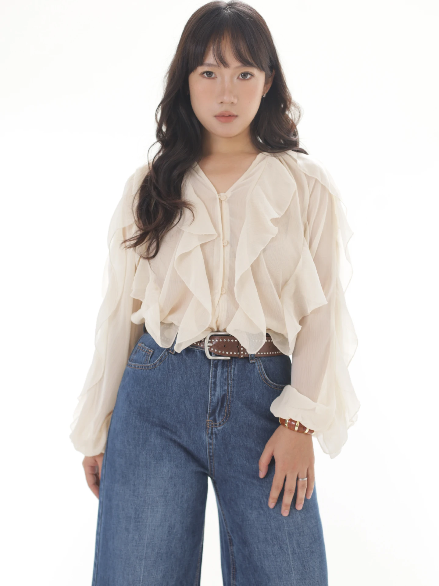 

Ретро-платье с прозрачными вставками на плечах, длинными рукавами и V-образным вырезом из полиэфирного волокна для женщин