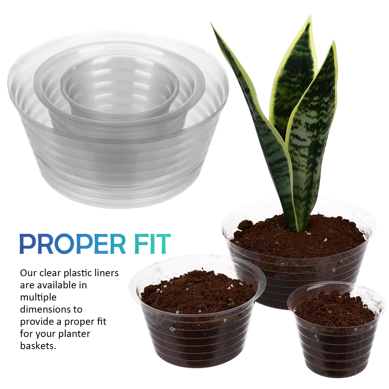 15Pcs Clear Sturdy Planter Liners Fit Multiple Sizes Plant Basket Inserts Water Catching Tray Outdoor Indoor Gardening Pot