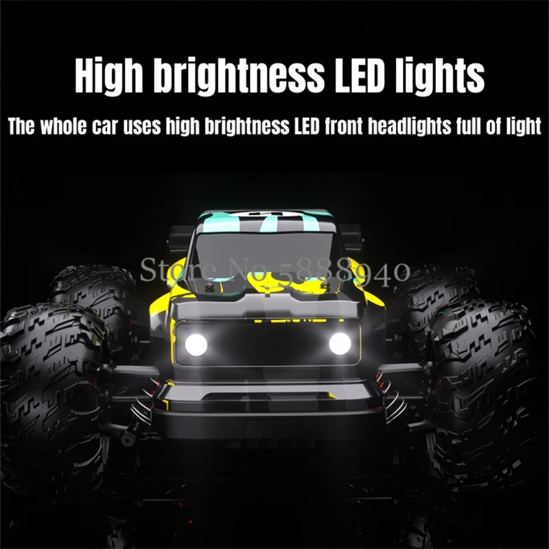 All Terrain Off Road High Speed Remote Control Car 1:16 4WD 80KM/H Rubber Tyre LED Car Light Ball Bearing Brushless RC Car Toy