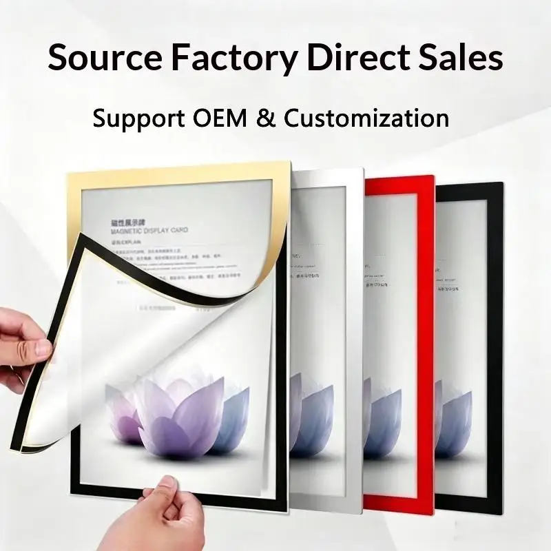 5 Pcs A4 Magnetic Display Board Wall Stick Frame Photo Certificate Adhesive Wall Frame Office Frame No Drilling Required Frame