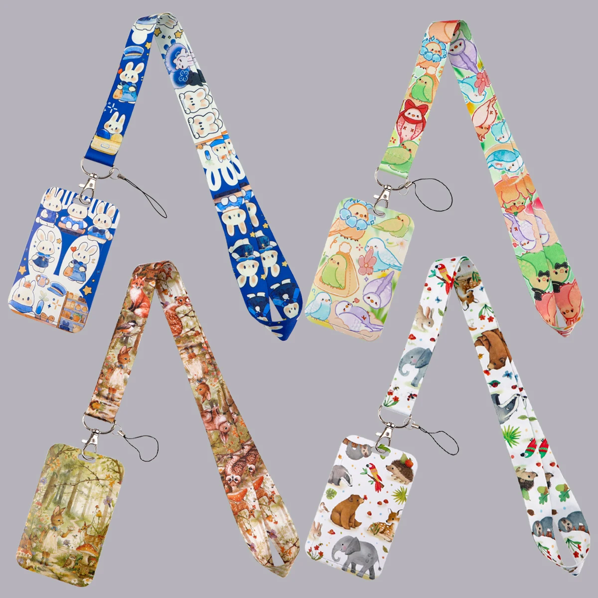 Cartoon Animal Credential Holder Cute Rabbit Bird Neck Strap Lanyard for Key Keychain USB Badge Holder Keyring Accessories Gifts
