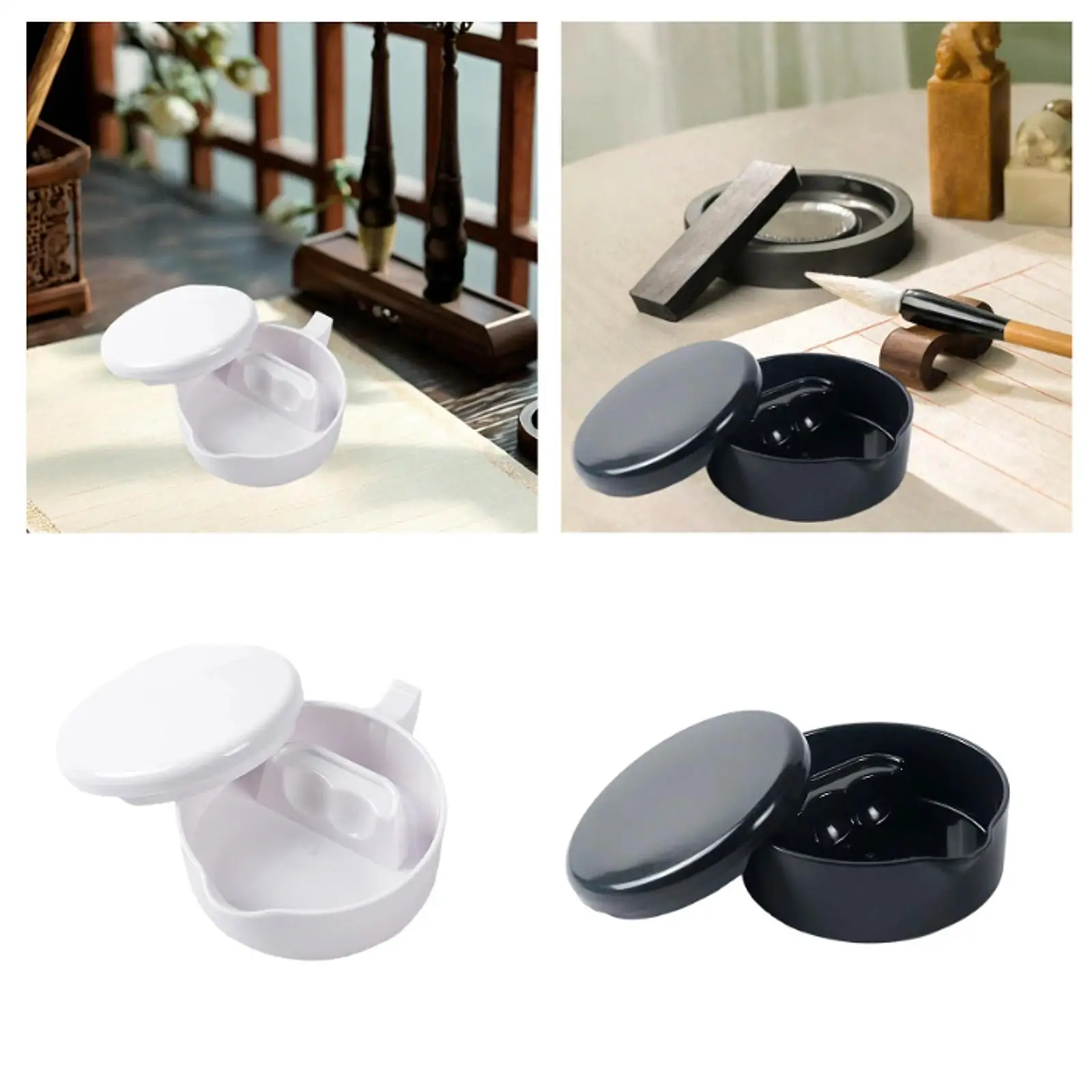 Calligraphy Inkstone Calligraphy Painting Beginner Copybook Tool Drawing Inkstone Multifunctional Inkstone with Cover Ink Plate