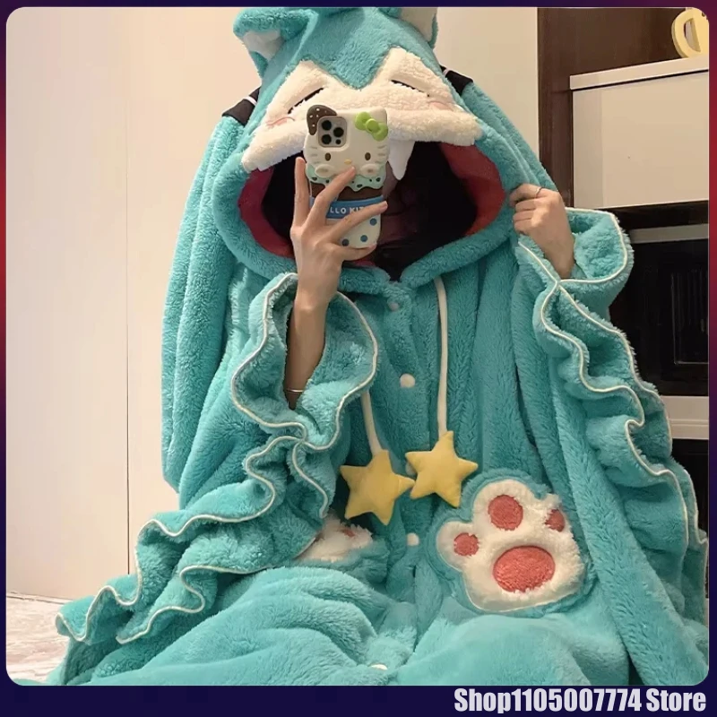 kawaii-hatsune-miku-pyjamas-d'hiver-epaissi-et-chaud-dessin-anime-mignon-corail-polaire-pyjamas-confortable-et-chaud-kawaii-vetements-de-maison