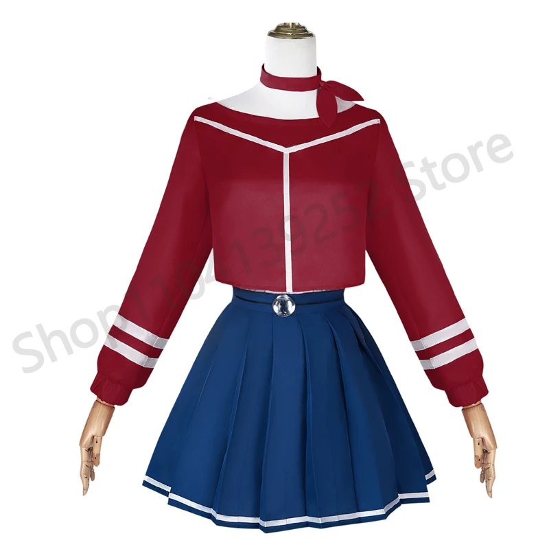 Spiel MiSide Verrückte Mita Cosplay Kostüme Brille Mila JK Schuluniform Perücke Coole Mita-Kleidung Crop Top Rock Strümpfe Hüte Handschuhe Kopfbedeckung Komplettset Halloween Kostüm Perücken Frauen Rollenspiel Outfit