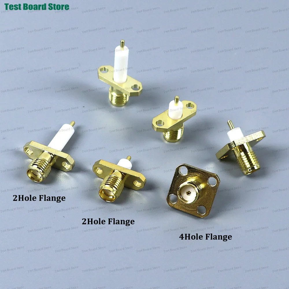 1-10Pcs SMA Female plug With 2 hole 4 Hole Flange Chassis Panel Mount deck Solder Copper Pin 3mm PTFE 4mm 12mm Brass