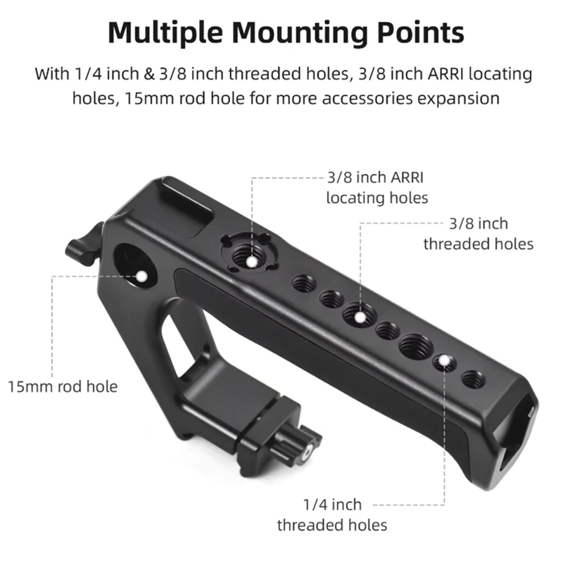 AAAEL-Top Handle For Camera Cage Rig G Rip With Clamp Rail Cold Shoes 1/4" 3/8" Threads